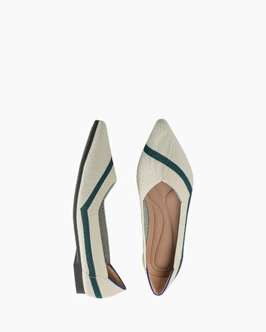 Stripe Colorblock V-Cut Ballet Flats