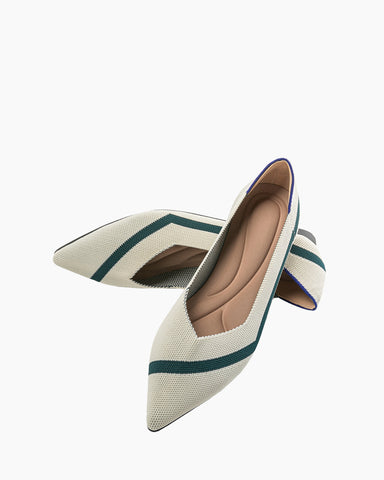 Stripe Colorblock V-Cut Ballet Flats