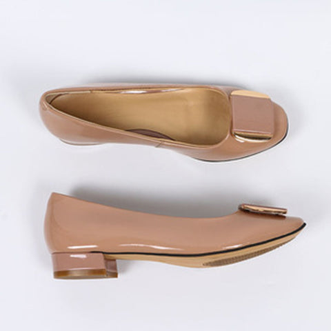 Soft Sole Square Toe Leather Flat Heel Loafers