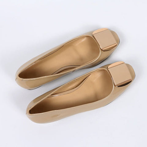 Soft Sole Square Toe Leather Flat Heel Loafers