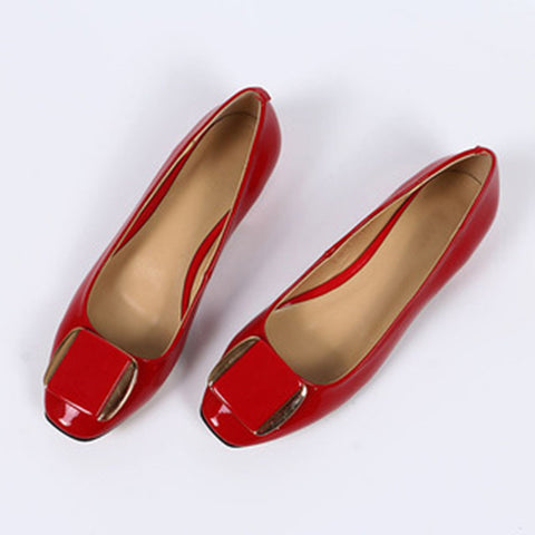 (Clean Up - US 5.5/US 7.5) Soft Sole Square Toe Leather Flat Heel Loafer