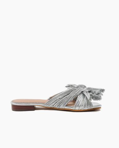 Pleated-Bow-Open-Toe-Comfort-Slip-on-Slide-Flat-Sandals