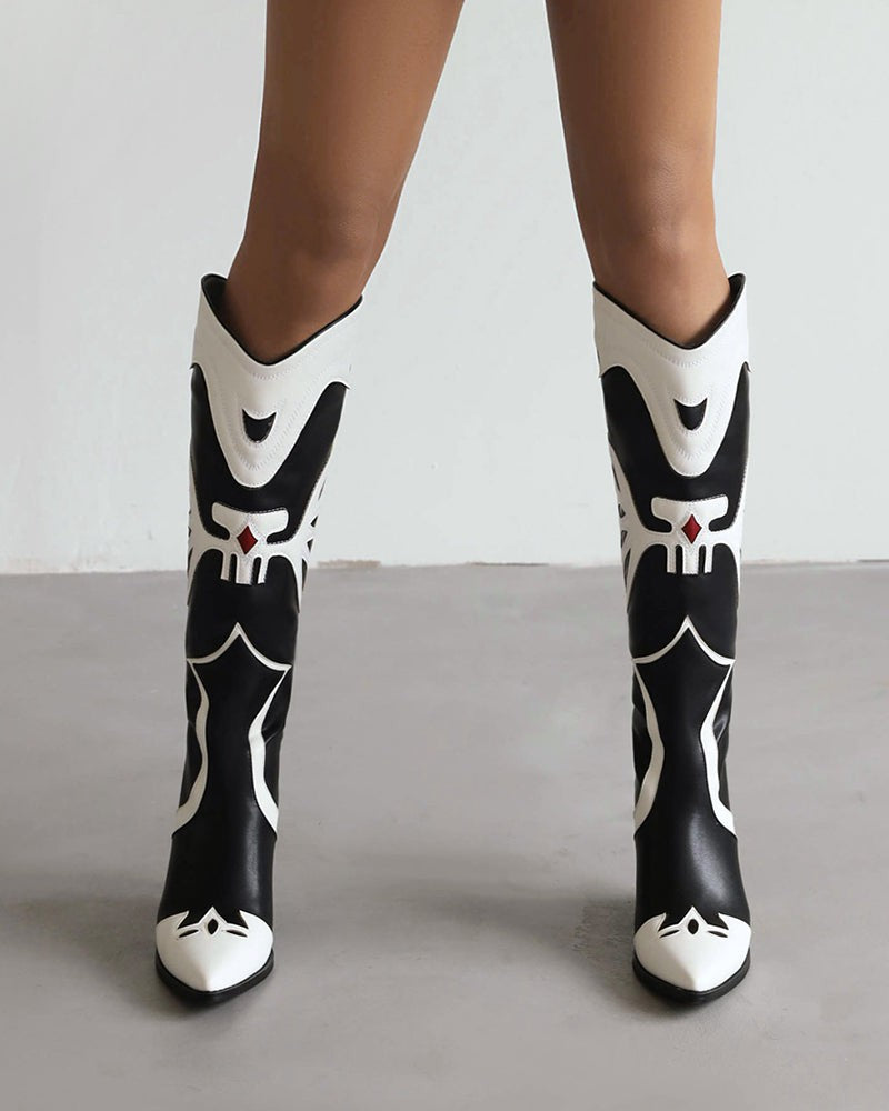Two Tone Pointed Toe Western Boots