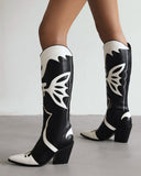 Two Tone Pointed Toe Western Boots