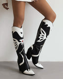 Two Tone Pointed Toe Western Boots