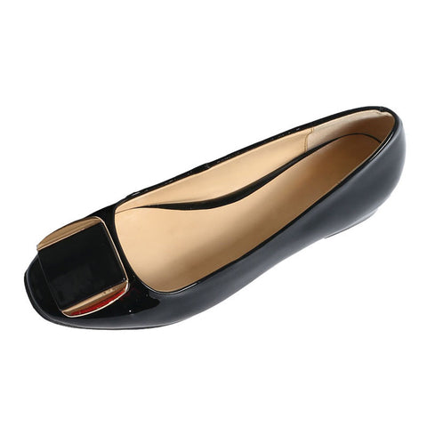 Soft Sole Square Toe Leather Flat Heel Loafers