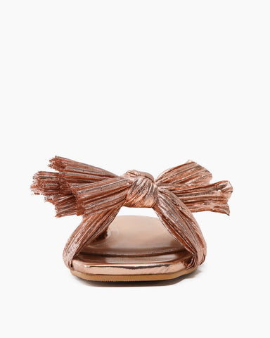 Pleated-Bow-Open-Toe-Comfort-Slip-on-Slide-Flat-Sandals