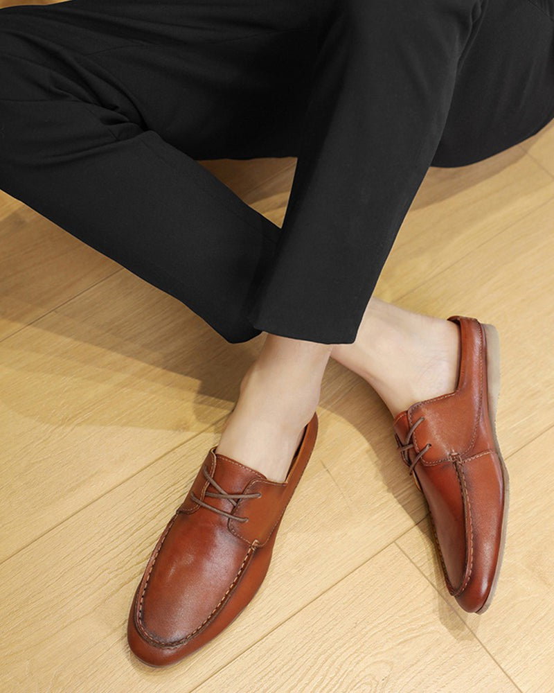 Lace-up-Premium-Genuine-Leather-Breathable-Driving-Mules