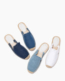 Solid Color Minimalist Espadrille Flat Mules