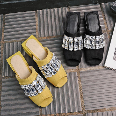 Leisure-Rhinestone-Square-Heel-Shoes-Suede-Open-Toe-Sandals