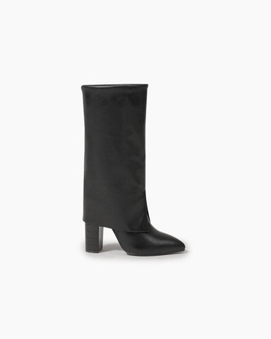 Pointed-Toe-Chunky-Heeled-Pull-On-fold-over-boots