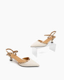Lychee-Pattern-Rivet-Decor-Ankle-Strap-Slingback-Sandals-Pointed-Toe-Kitten-heel