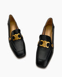 Soft Chunky Heel Metal Buckle Loafers