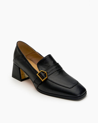 Gentle-Versatile-Square-Toe-leather-heel-Loafers