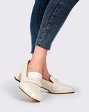 Soft Leather Pearl Midheel Loafers
