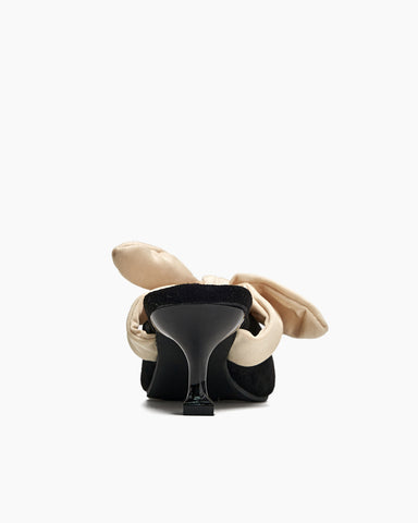 Suede Bow-knot Kitten Heel Mule