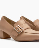Metal-Buckle-Temperament-Chunky-Heel-Loafers-Leasther-Square-Toe
