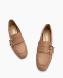 Metal-Buckle-Temperament-Chunky-Heel-Loafers-Leasther-Square-Toe