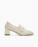 Soft Leather Pearl Midheel Loafers