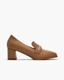 Soft Leather Pearl Midheel Loafers
