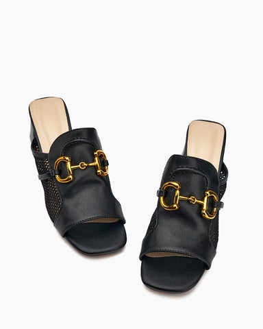 Horsebit-Classic-Metal-Buckle-Square-Toe-Hollow-Out-Wedge-Sandals