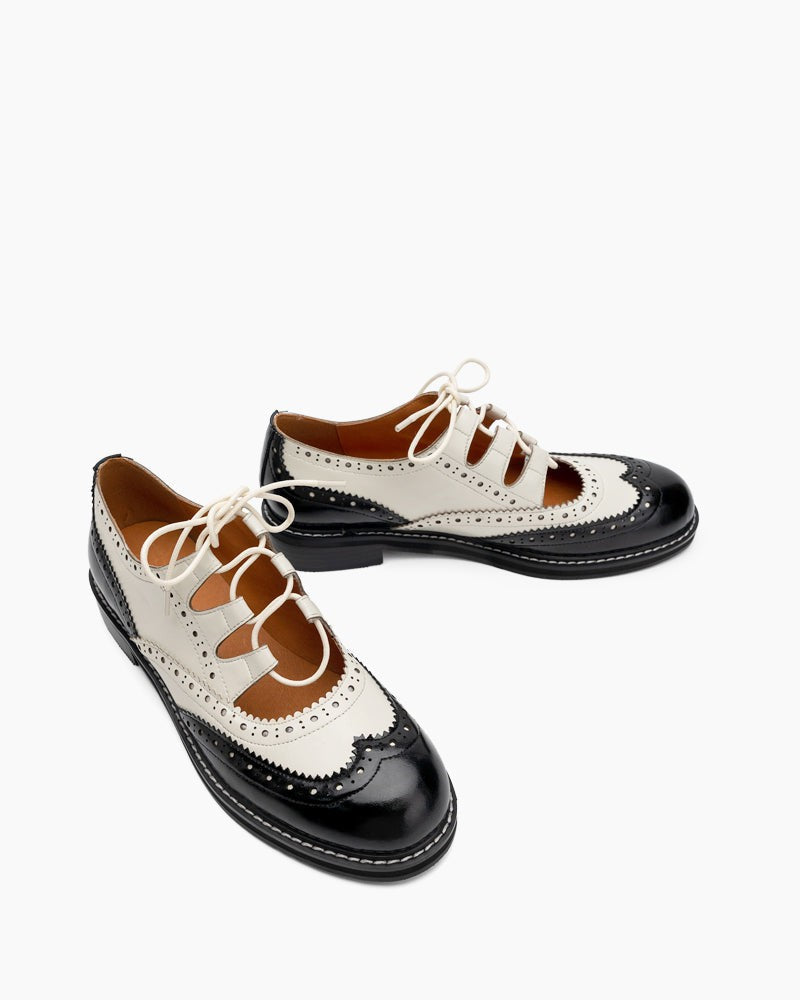 Lace-up-Wingtip-Perforated-Leather-Oxfords-Loafers