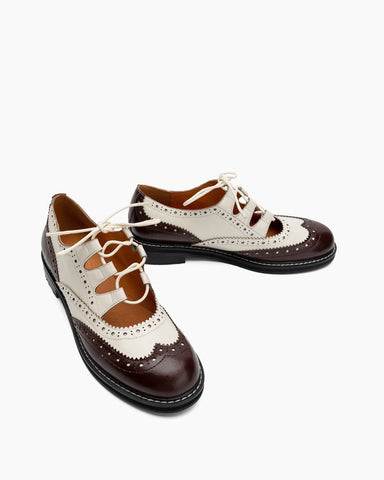 Lace-up-Wingtip-Perforated-Leather-Oxfords-Loafers