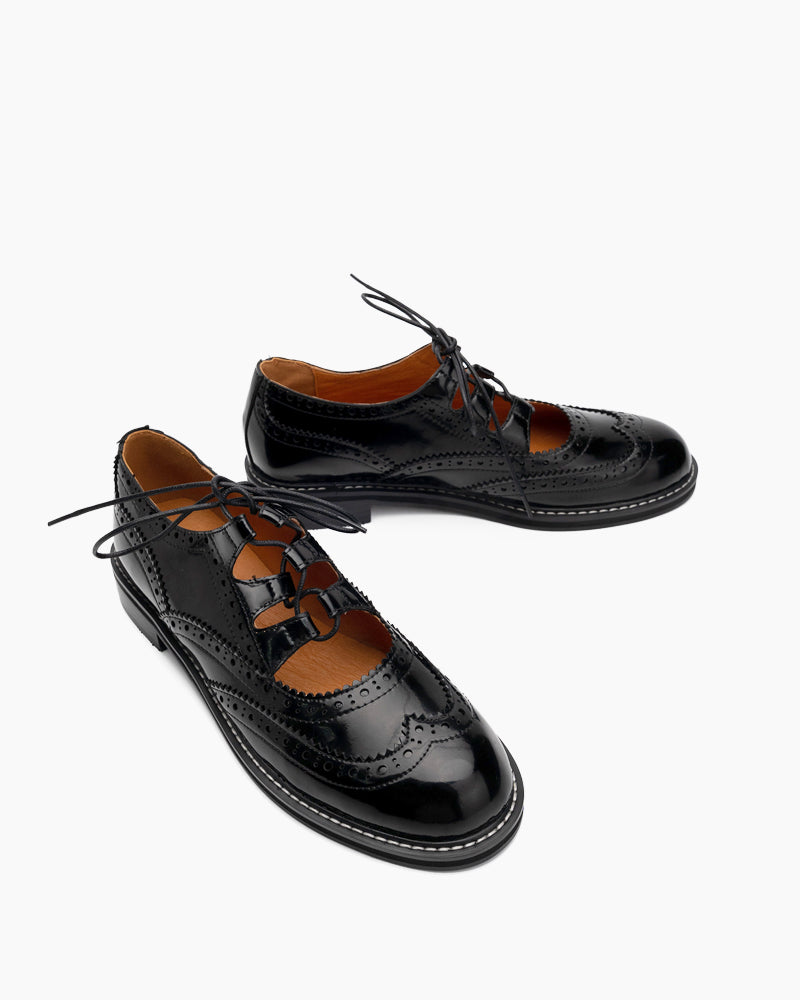 Lace-up-Wingtip-Perforated-Leather-Oxfords-Loafers