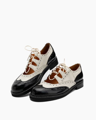 Lace-up-Wingtip-Perforated-Leather-Oxfords-Loafers