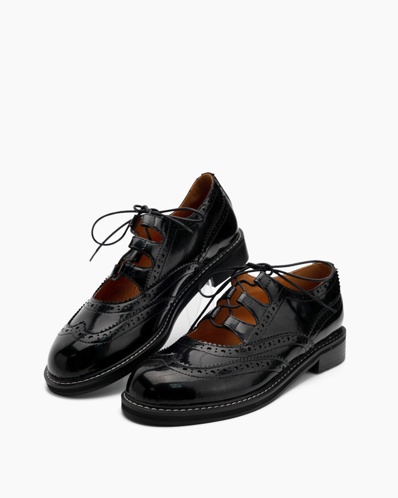 Lace-up-Wingtip-Perforated-Leather-Oxfords-Loafers