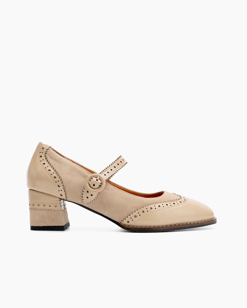 platform dress shoes With Round Toe showing a casual or formal style Mary Jane Platform Mid Heel