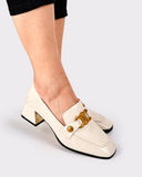 Soft Chunky Heel Metal Buckle Loafers