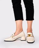 Soft Chunky Heel Metal Buckle Loafers