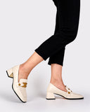 Soft Chunky Heel Metal Buckle Loafers