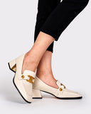 Soft Chunky Heel Metal Buckle Loafers