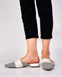 Unique Round Metal Decor Houndstooth Pattern Mules