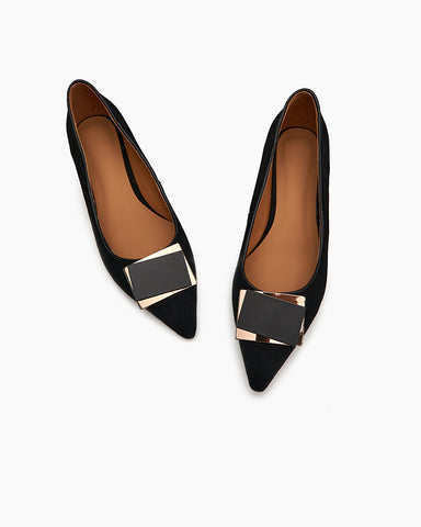 Zebra Print Matching Color Pointed Toe Loafers