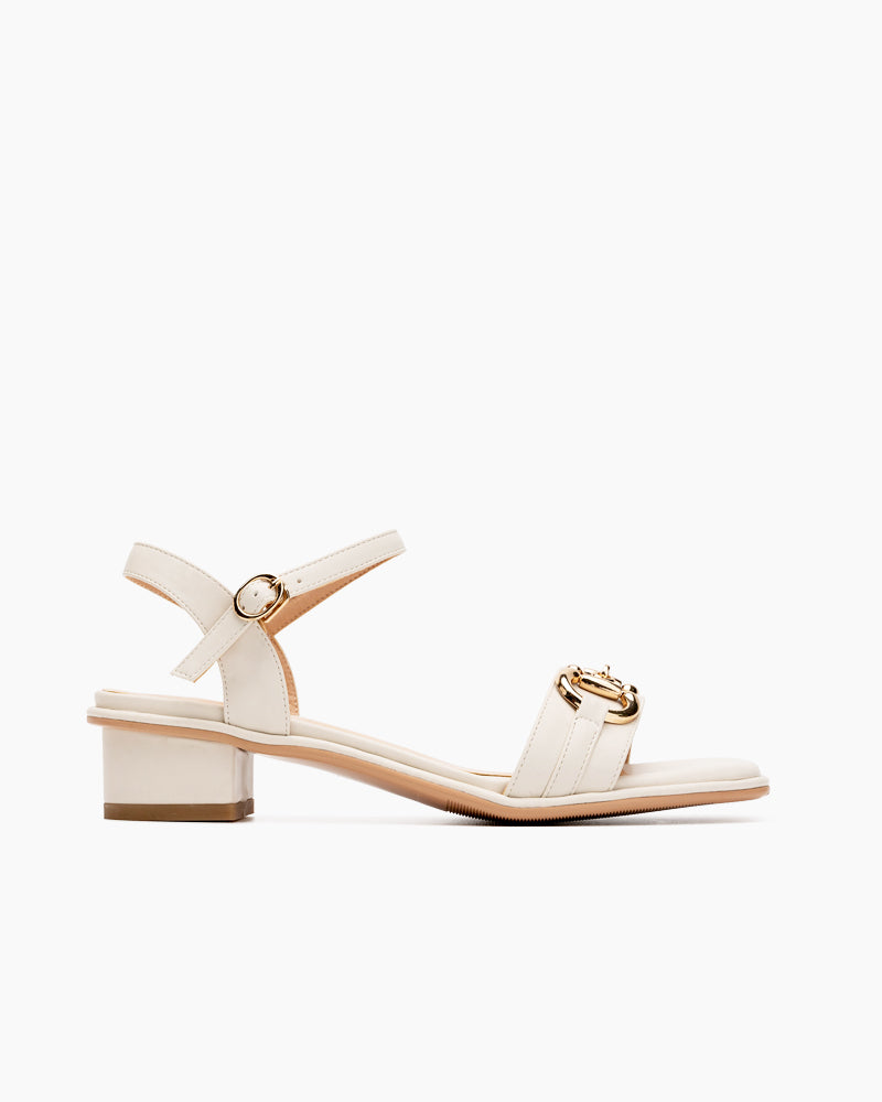 Horsebit-Classic-Metal-Buckle-Minimalist-Solid-Color-Flat-Mid-Sandals