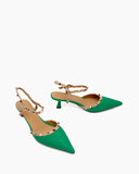 Lychee-Pattern-Rivet-Decor-Ankle-Strap-Slingback-Sandals-Pointed-Toe-Kitten-heel