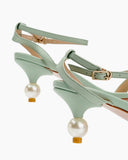 Thin Strap Pearl Decor Sandals