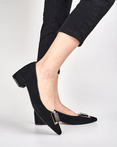Zebra Print Matching Color Pointed Toe Loafers