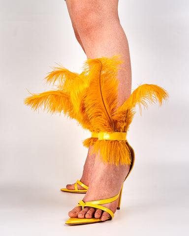 Summer Open-Toe Faux Feather Stiletto Sandals