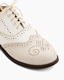 Perforated-Lace-up-Wingtip-Leather-Flat-Oxfords