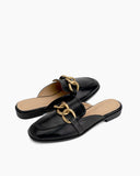 Metal-Chain-Decor-Backless-Flat-Mules-Square-Toe