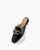 Metal-Chain-Decor-Backless-Flat-Mules-Square-Toe