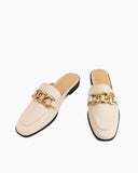 Metal-Chain-Decor-Backless-Flat-Mules-Square-Toe