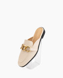 Metal-Chain-Decor-Backless-Flat-Mules-Square-Toe