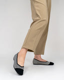 Black-Colorblock-Patchwork-Houndstooth-Pattern-Ballet-Flats