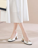 Horsebit-Patent-Leather-Thick-Heel-Shallow-Mouth-Loafers