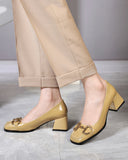 Horsebit-Patent-Leather-Mid-Heel-Shallow-Mouth-Loafers